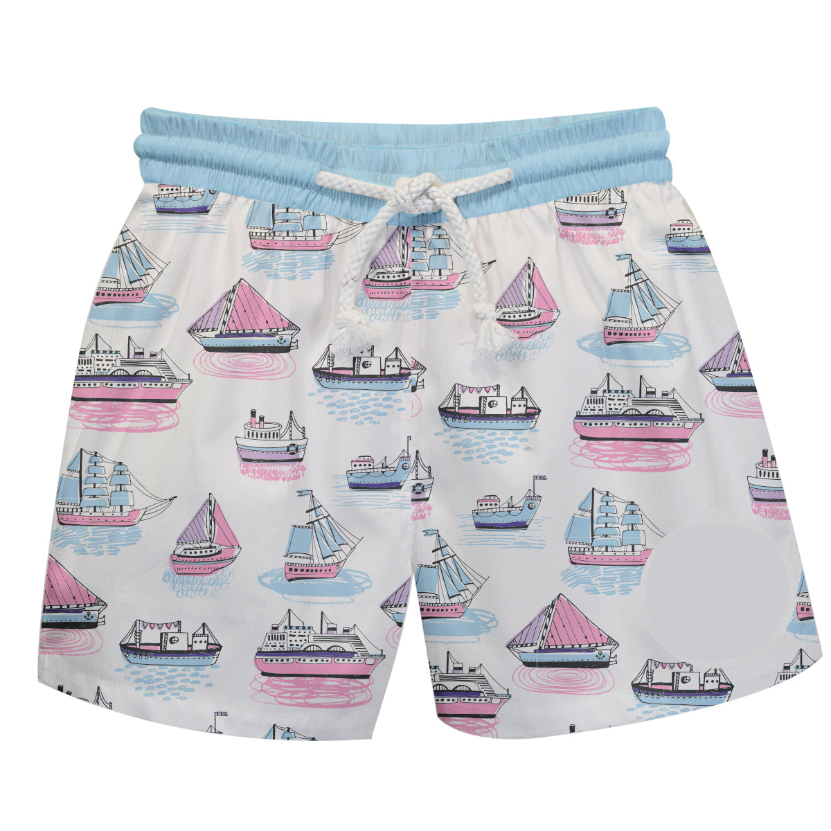 Sailboat Print Personalized Monogram White Swimtrunk - Wimziy&Co.