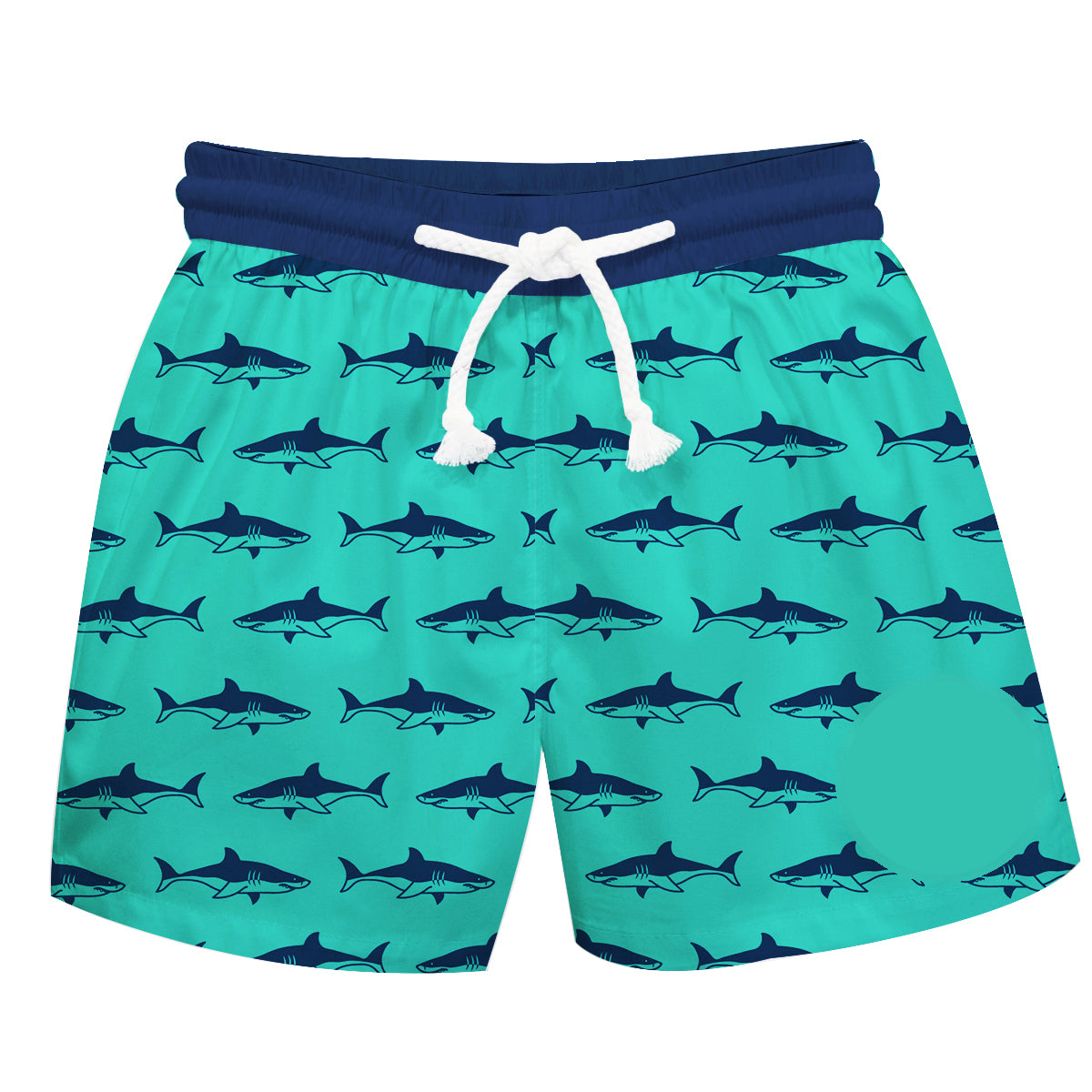Shark Print Monogram Mint and Navy Swimtrunk - Wimziy&Co.