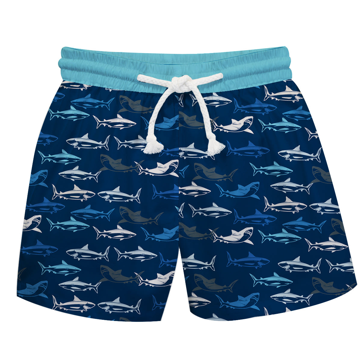 Shark Print Navy and Light Blue Swimtrunk