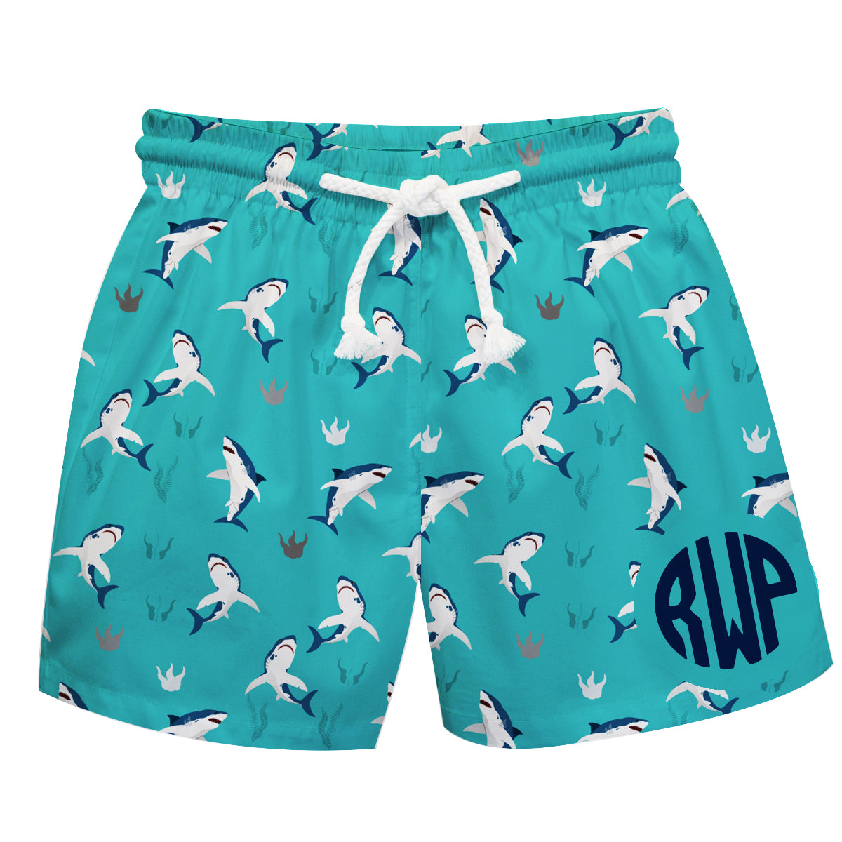 Shark Monogram Aqua Swimtrunk - Wimziy&Co.
