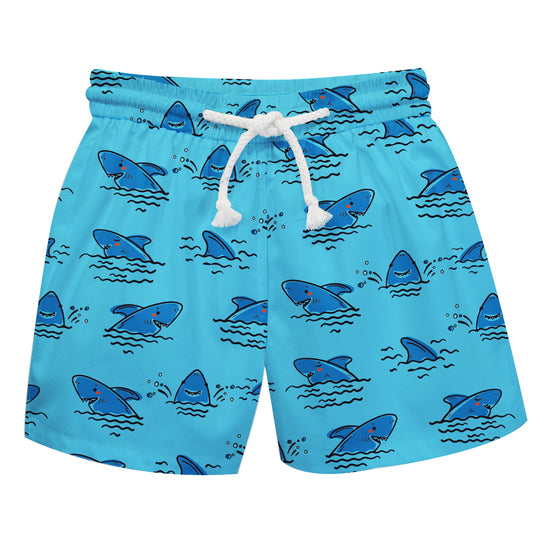 Sharks Print Aqua Swimtrunk
