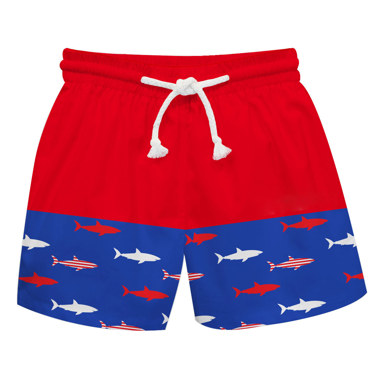Shark Personalized Name Blue and Red Swimtrunk - Wimziy&Co.