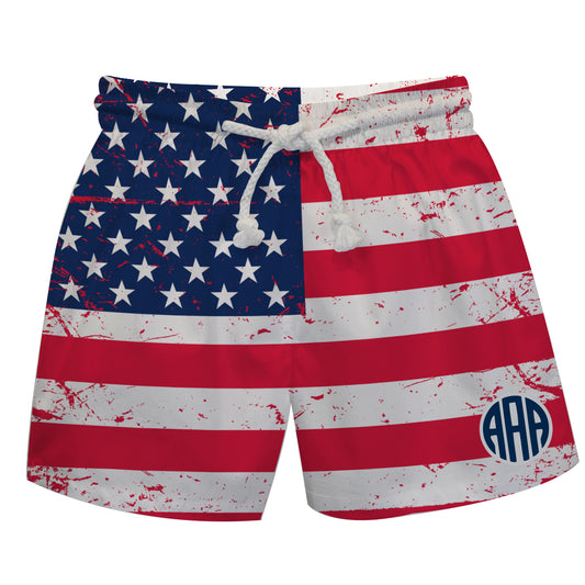 American Flag Monogran White Swimtrunk - Wimziy&Co.