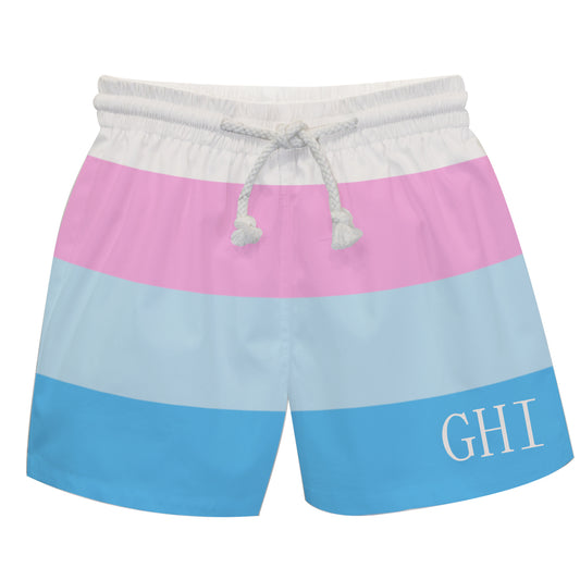 Monogram Blue and White Stripes Swimtrunk - Wimziy&Co.