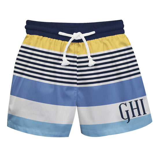Personalized Monogram Stripes Navy and White Swimtrunk
