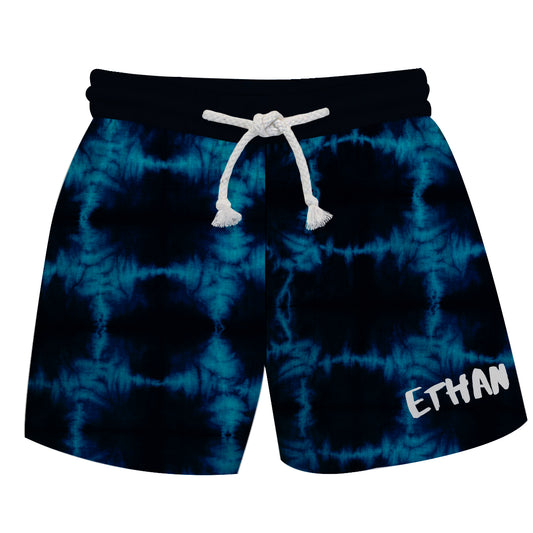 Tie Dye Personalized Name Navy Swimtrunk