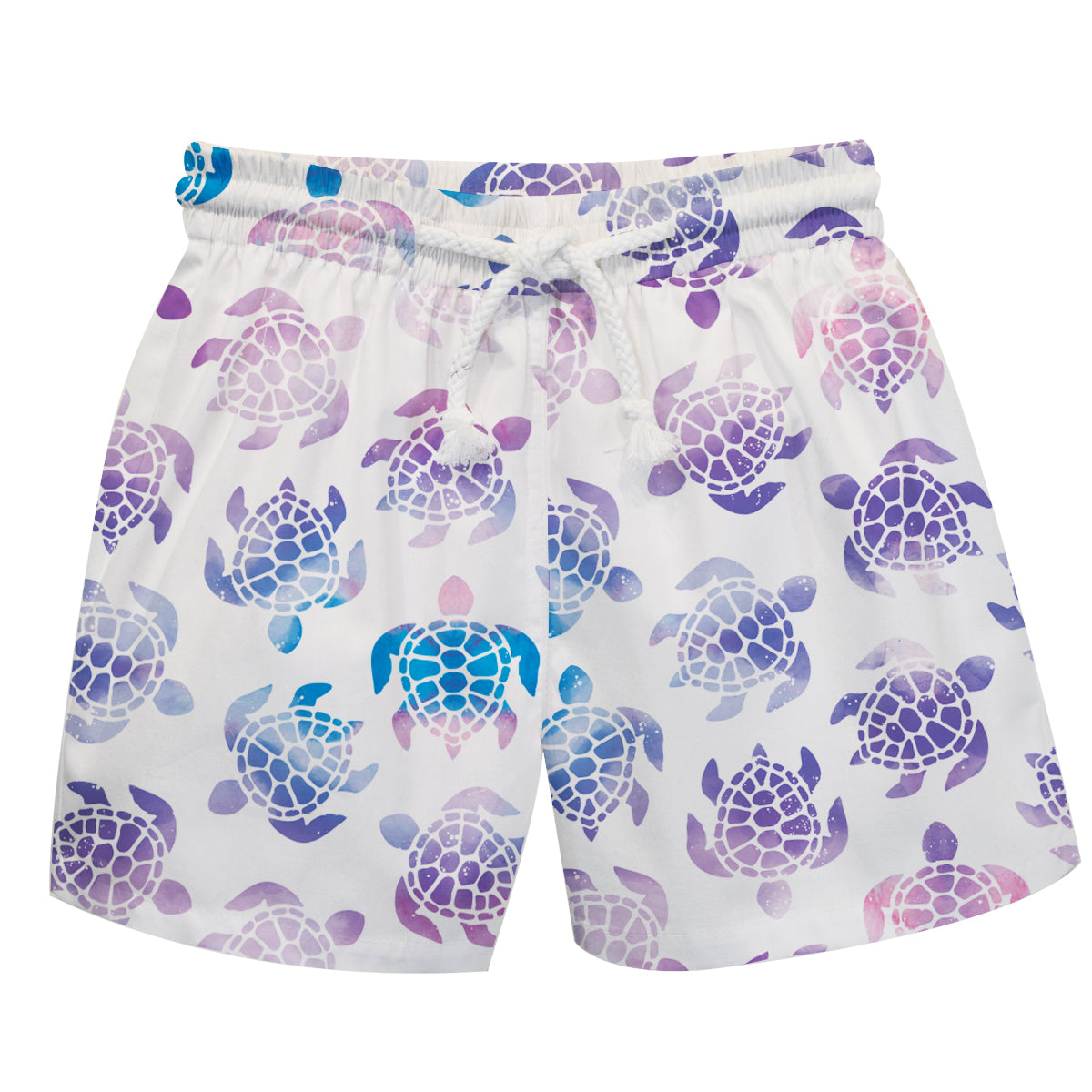 Turtle Print White and Purple White Swimtrunk