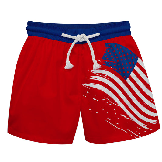 USA Flag White Red Navy Swimtrunk