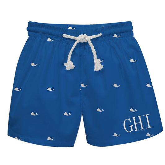 Whales Print Monogram Royal Swimtrunk - Wimziy&Co.