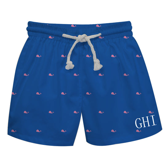 Whale Print Monogram Royal Swimtrunk - Wimziy&Co.