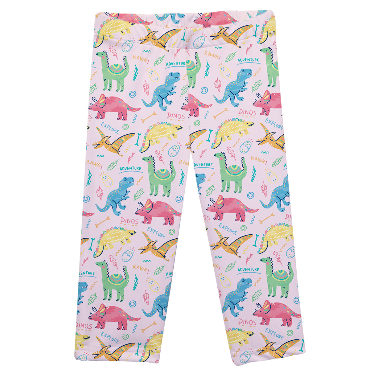Dinosaurs Print Pink Capri Leggings