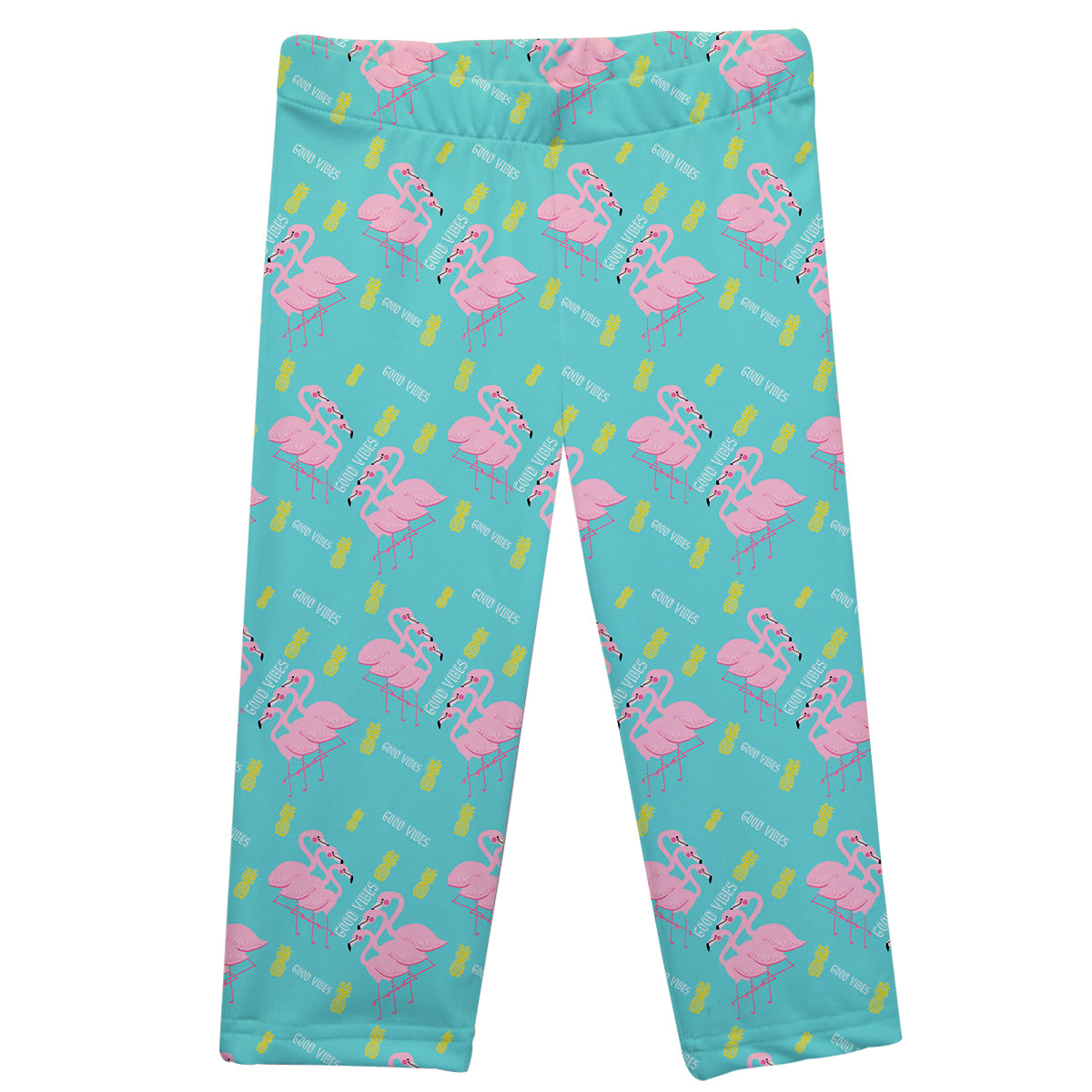 Flamingos Turquoise Capri Leggings