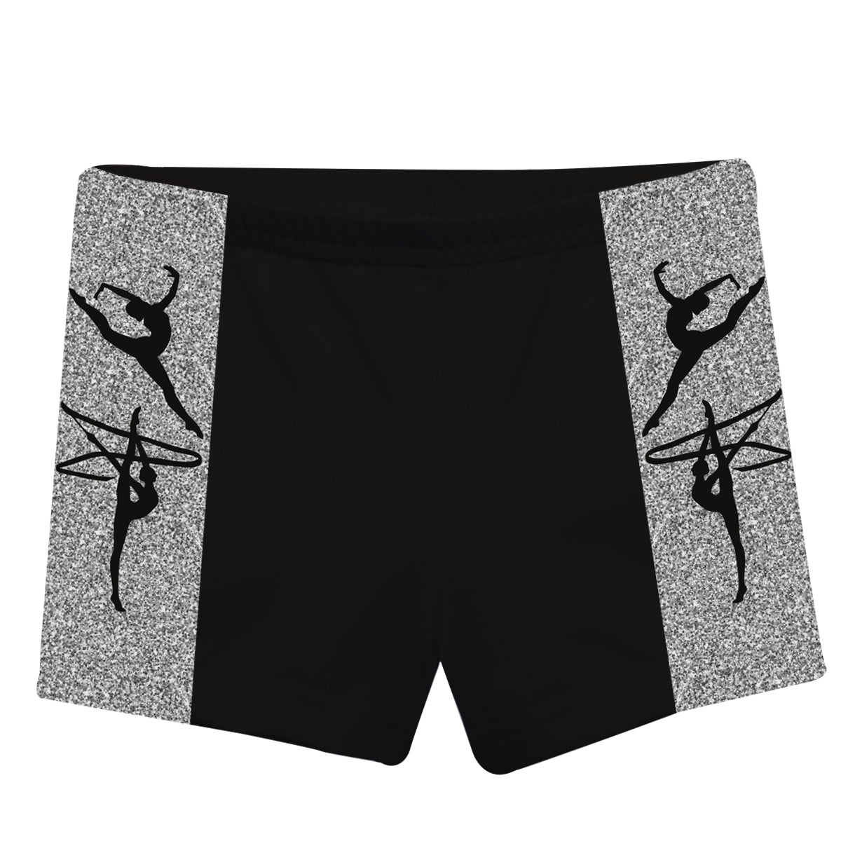 Gymnast Silhouette Gray Stripe Black Shorties