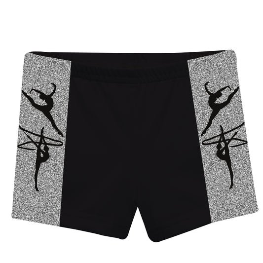 Gymnast Silhouette Gray Stripe Black Shorties