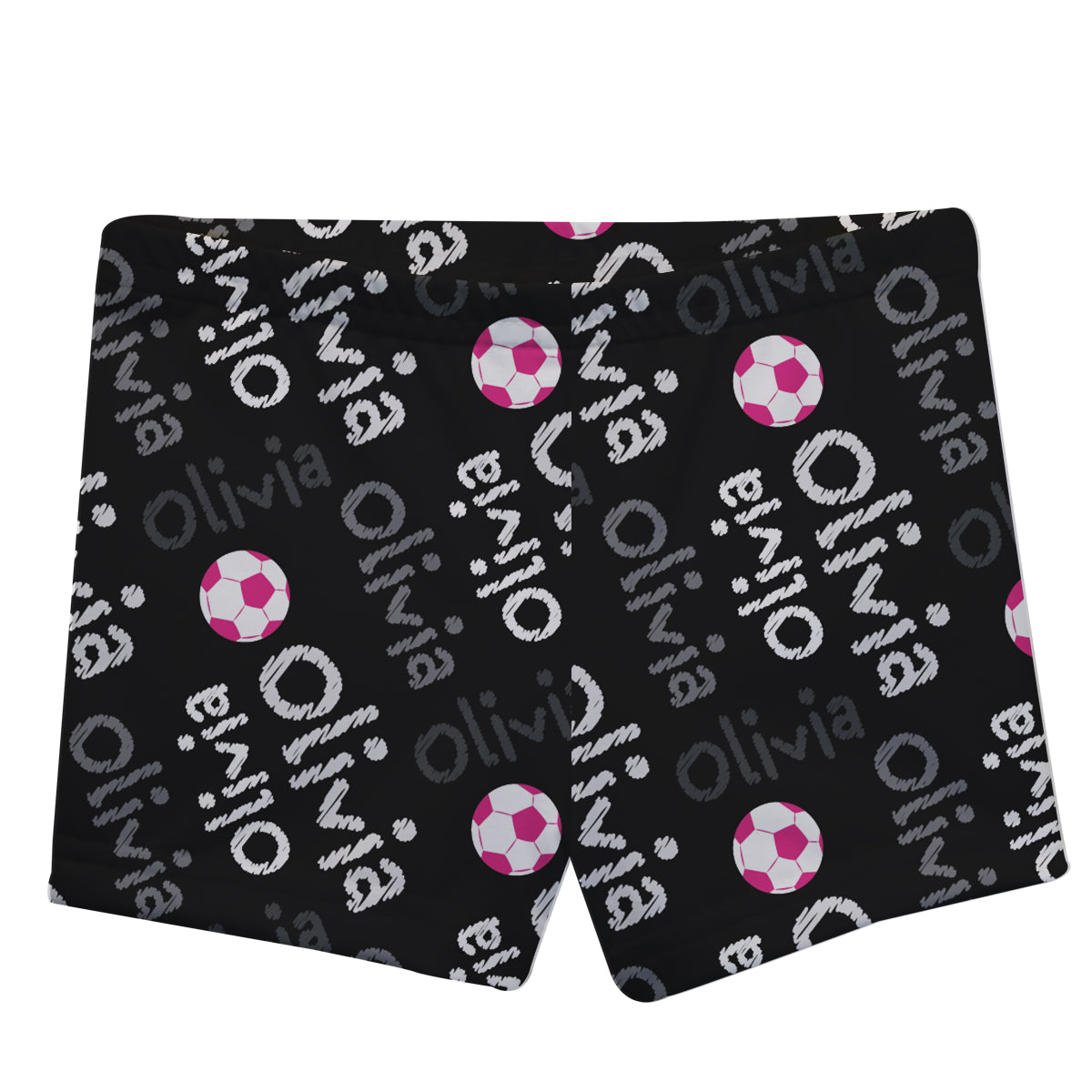 Soccer Ball Name Print Black Shorties - Wimziy&Co.