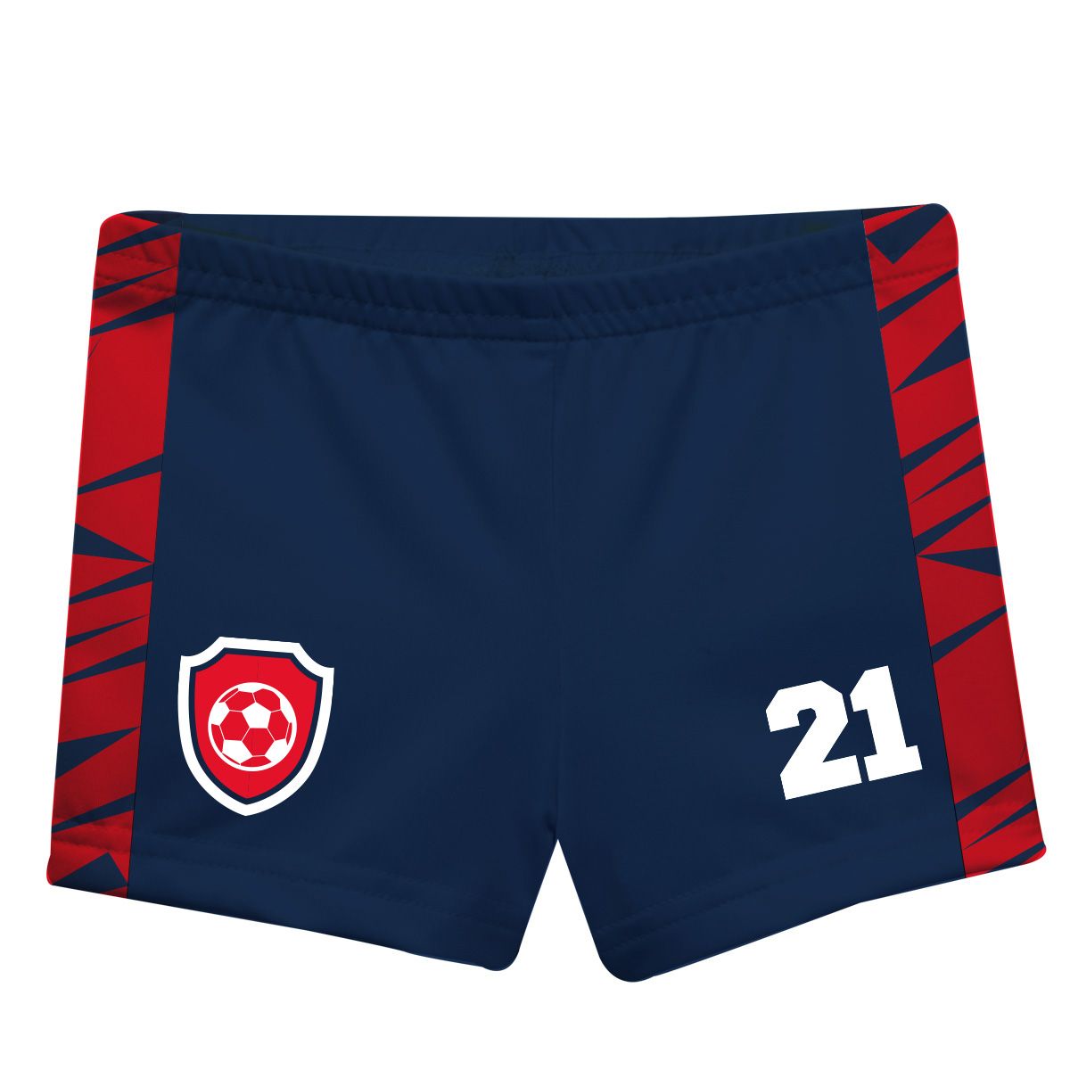 Soccer Personalized Number Navy and Red Shorties - Wimziy&Co.