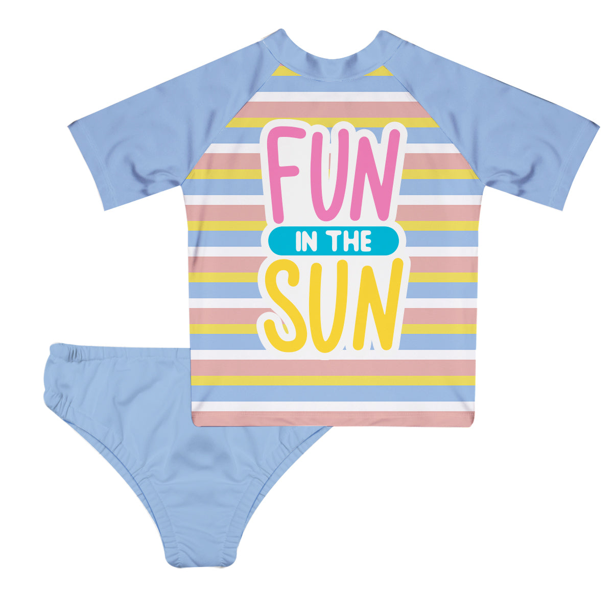 Fun In The Sun Light Blue 2pc Short Sleeve Rash Guard