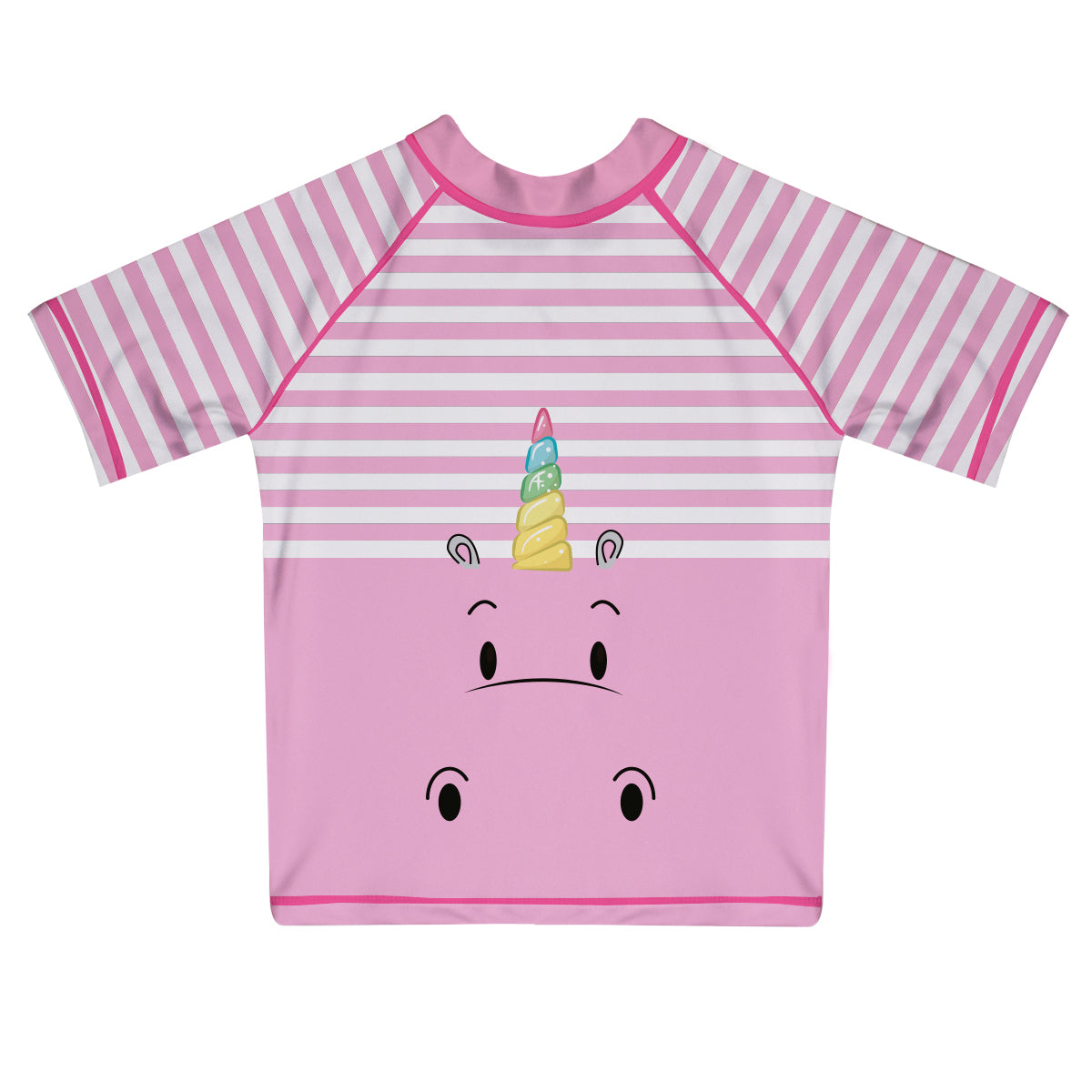 Hippopotamus Pink Short Sleeve Rash Guard
