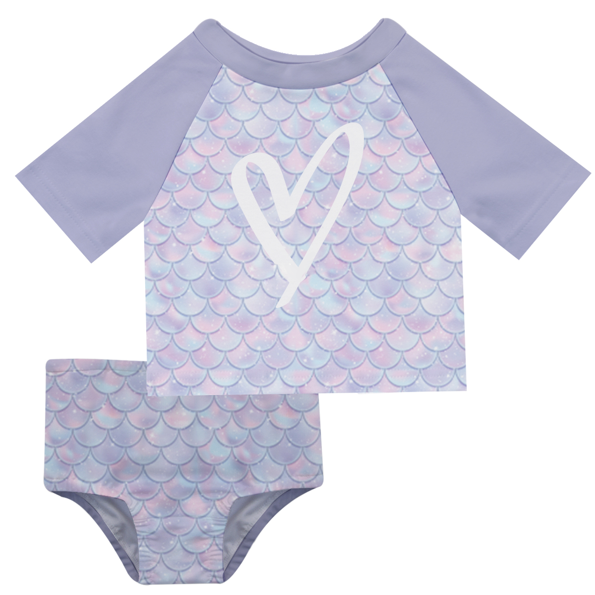 Mermaid Name Purple 2pc Short Sleeve Rash Guard - Wimziy&Co.