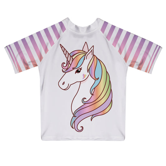 Unicorn White Short Sleeve Rash Guard