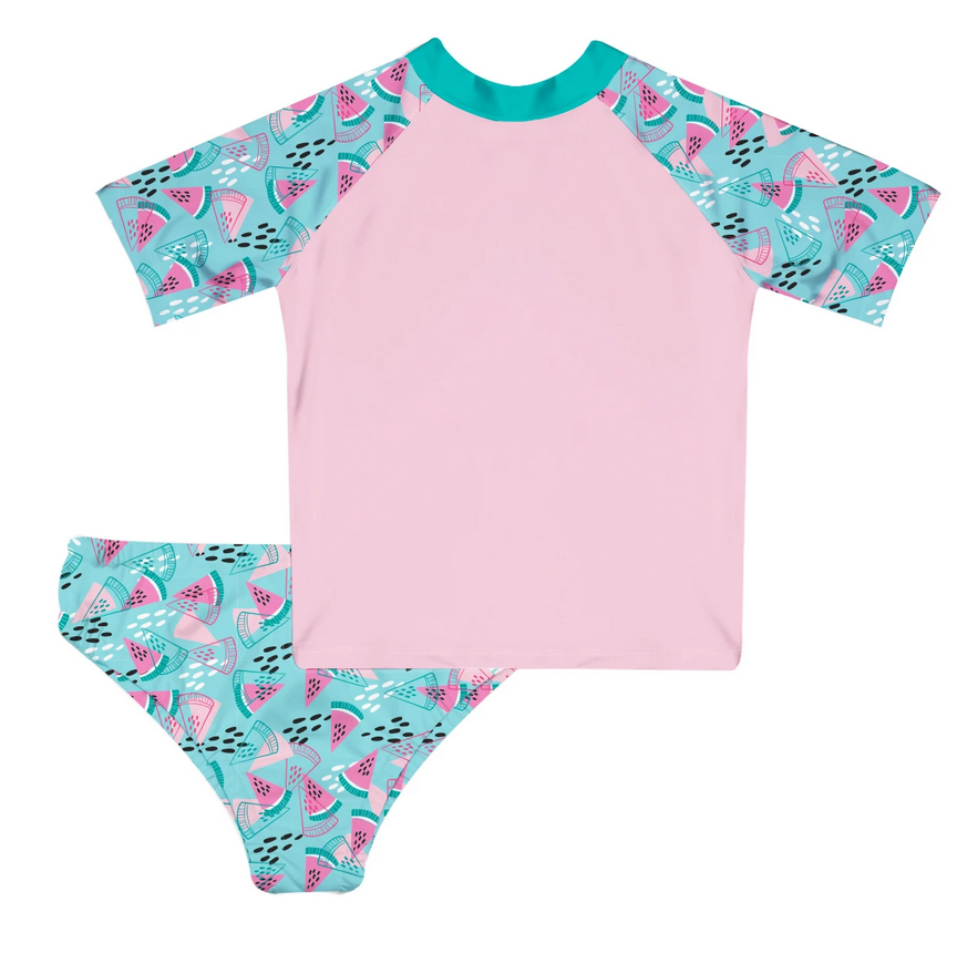 Watermelon Personalized Monogram Pink and Aqua 2pc Short Sleeve Rash Guard - Wimziy&Co.