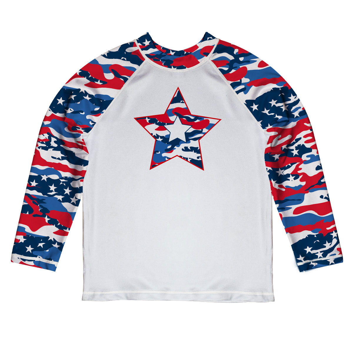 Americana White Red and Blue Long Sleeve Rash Guard