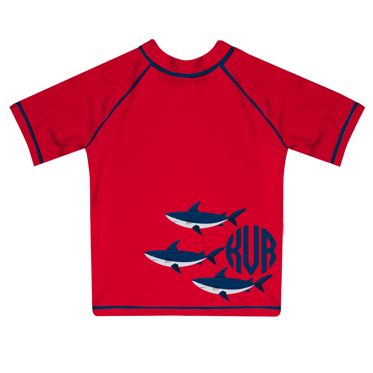 Sharks Personalized Monogram Red Short Sleeve Rash Guard