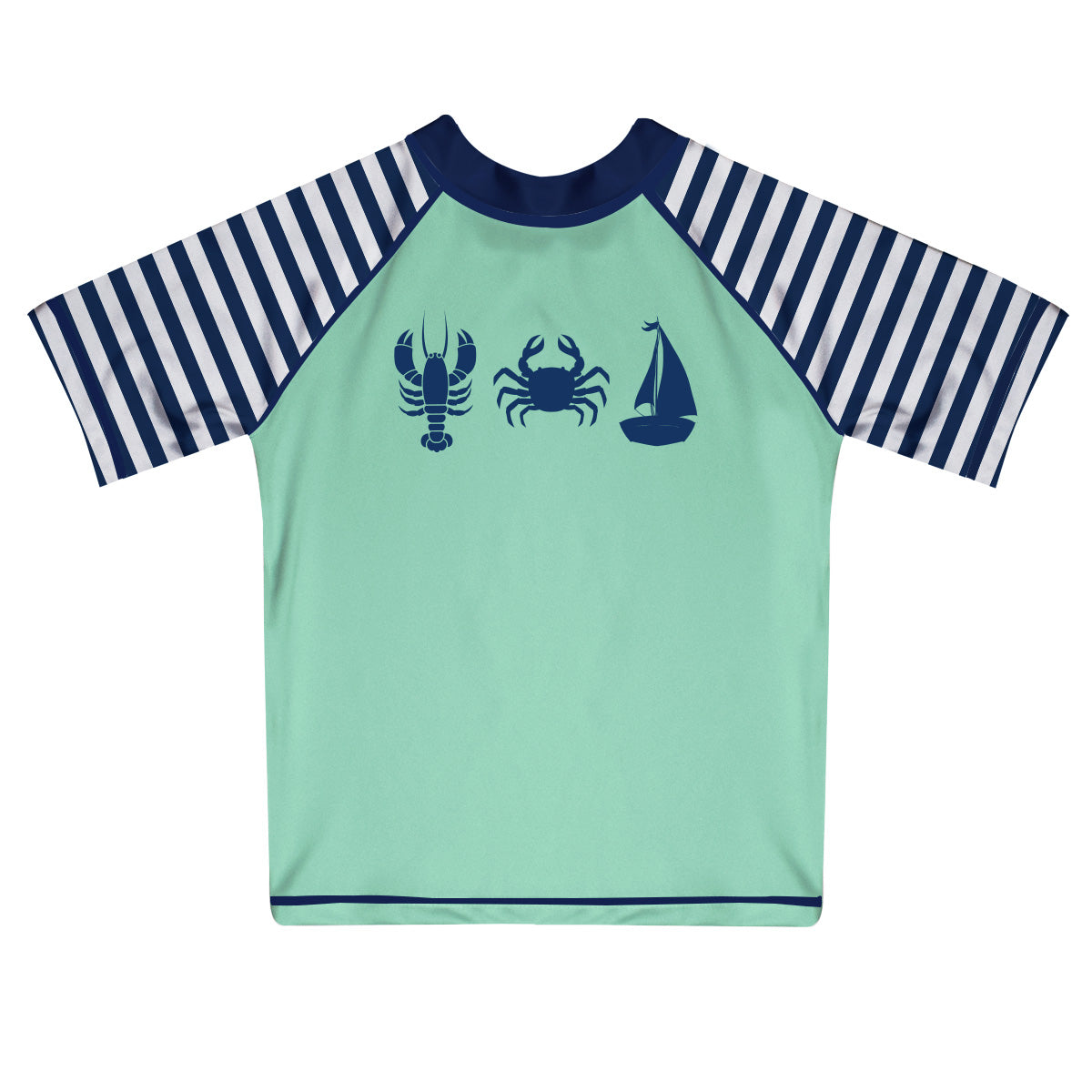Nautical Green White and Navy Short Sleeve Rasg Guard
