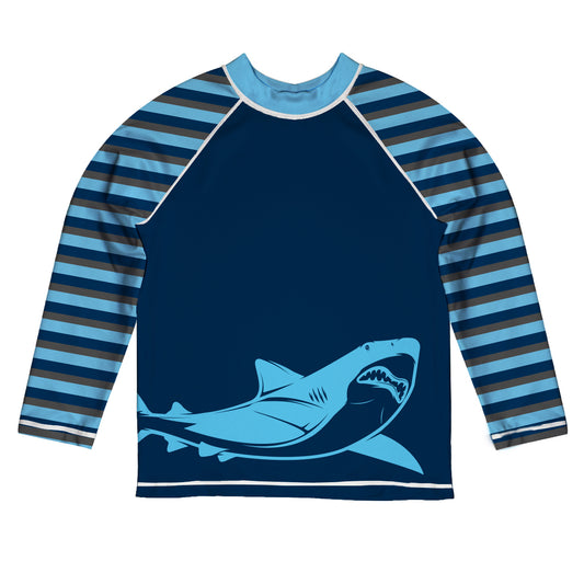Shark Navy and Light Blue Long Sleeve Rash Guard
