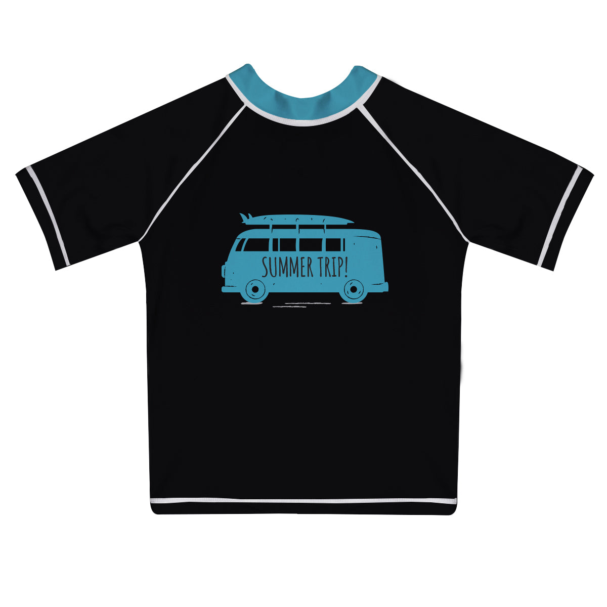 Summer Trip Name Black Short Sleeve Rash Guard - Wimziy&Co.