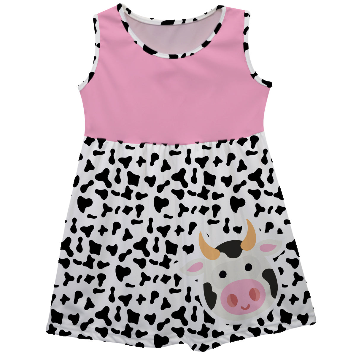 Cow Print Personalized Name Pink and White Tank Dress - Wimziy&Co.