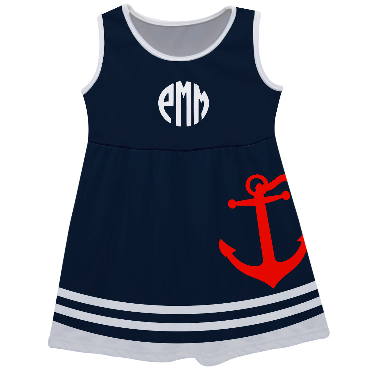 Nautical Monogram Navy Stripes Tank Dress