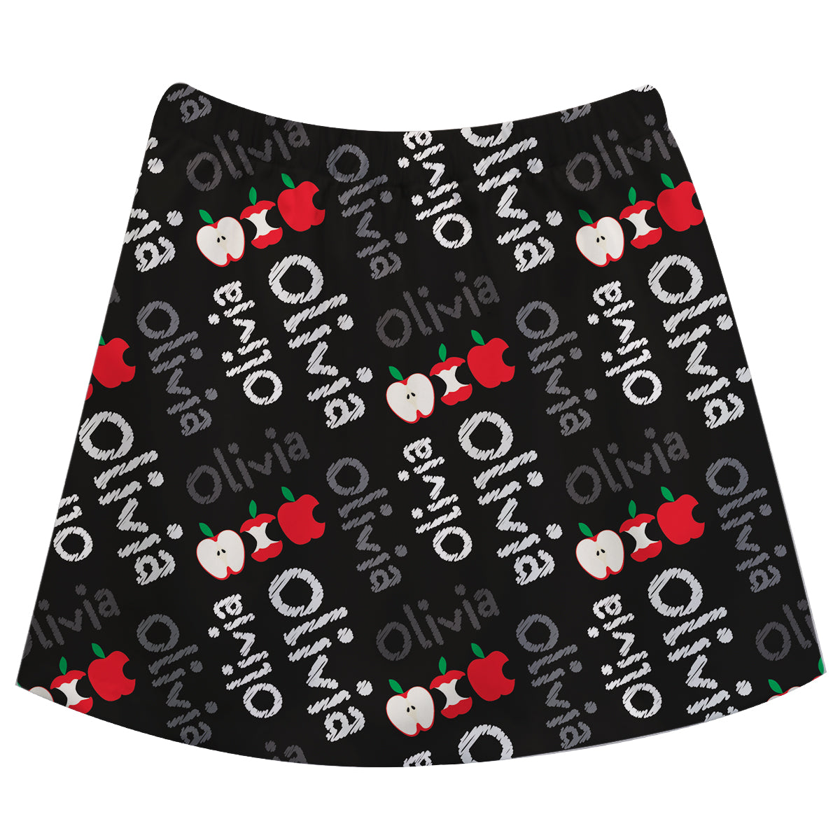 Apples and Name Print Black Skirt