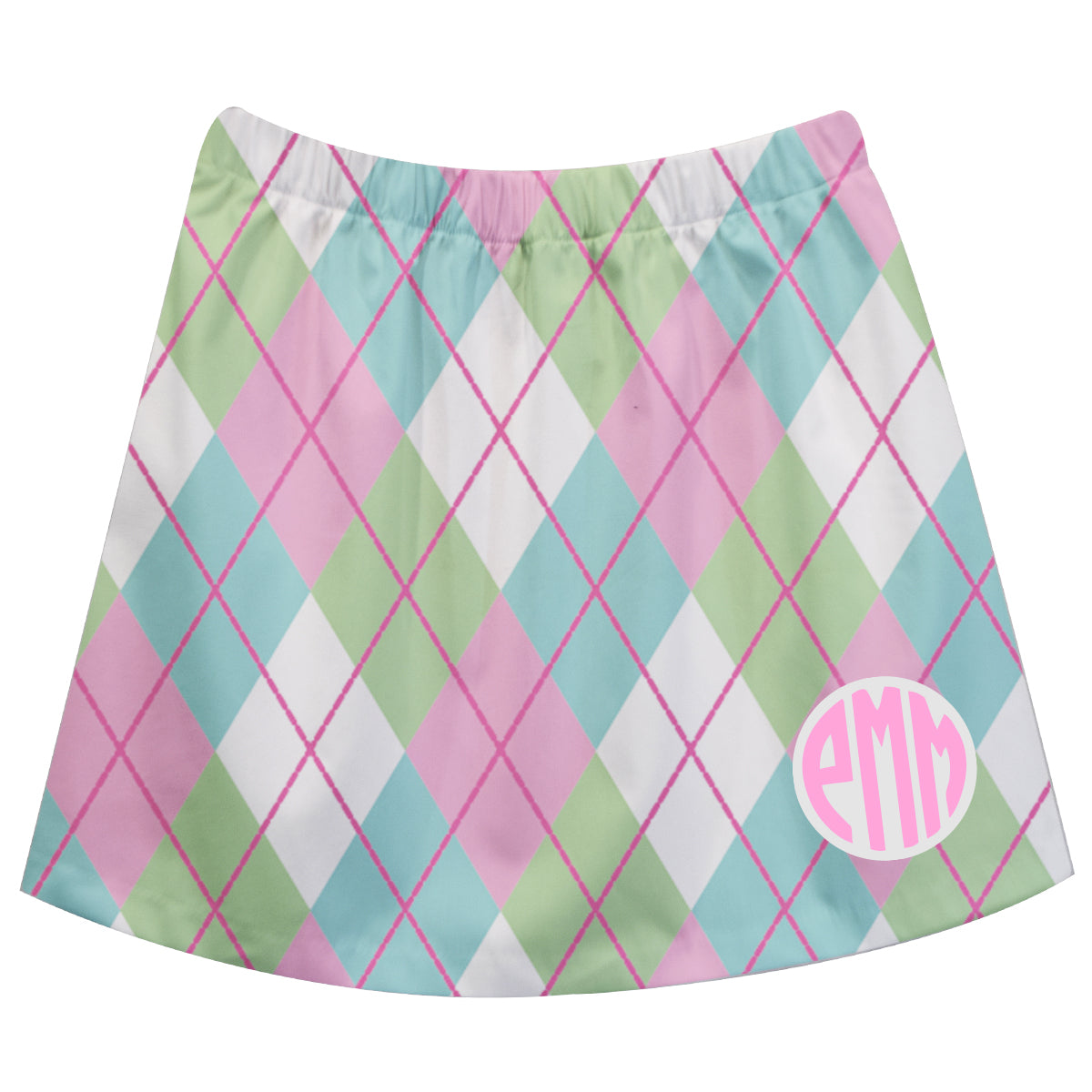 Argyle Print Monogram White Skirt - Wimziy&Co.
