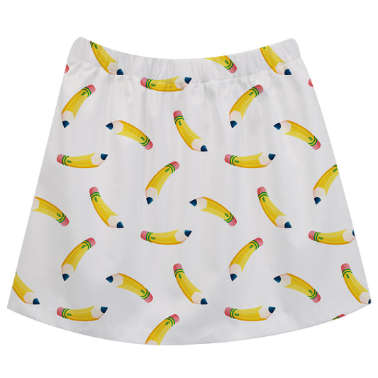 Pencils Print White Skirt