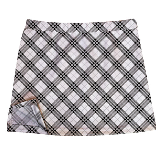 Plaid White and Black Skirt With Side Vents