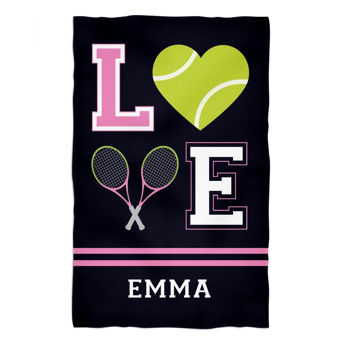Love Tennis Name Black Towel 51 x 32 - Wimziy&Co.