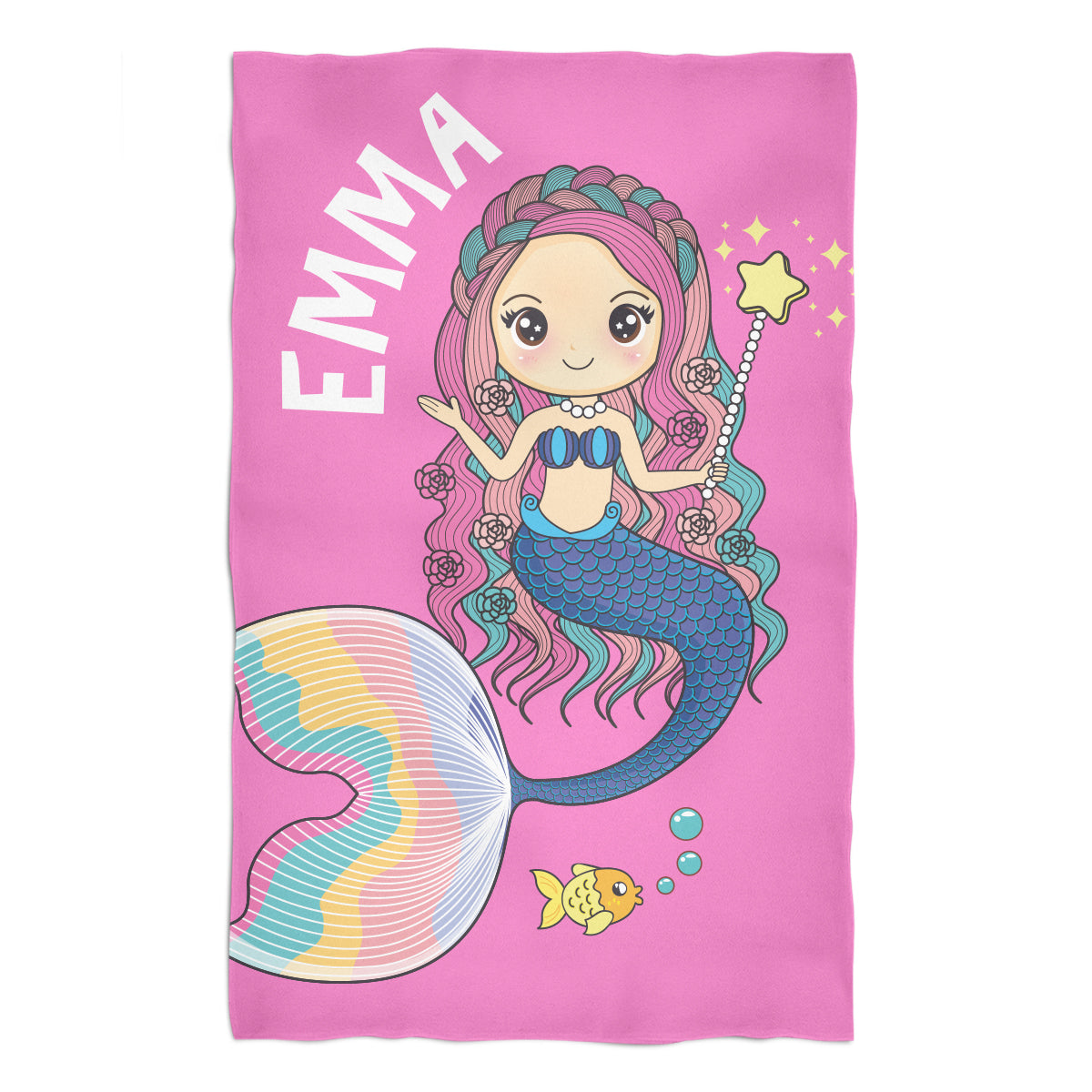 Mermaid Personalized Name Pink Towel