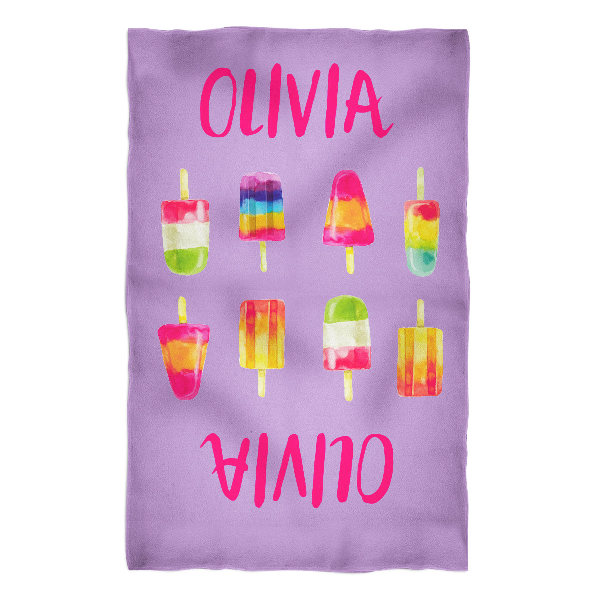 Popsicles Personalized Name Purple Towel 51 X 32