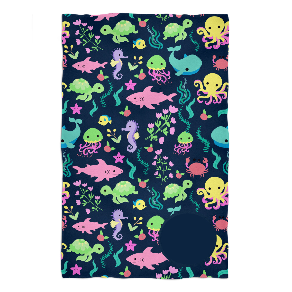 Sea Print Personalized Monogram Navy Towel - Wimziy&Co.