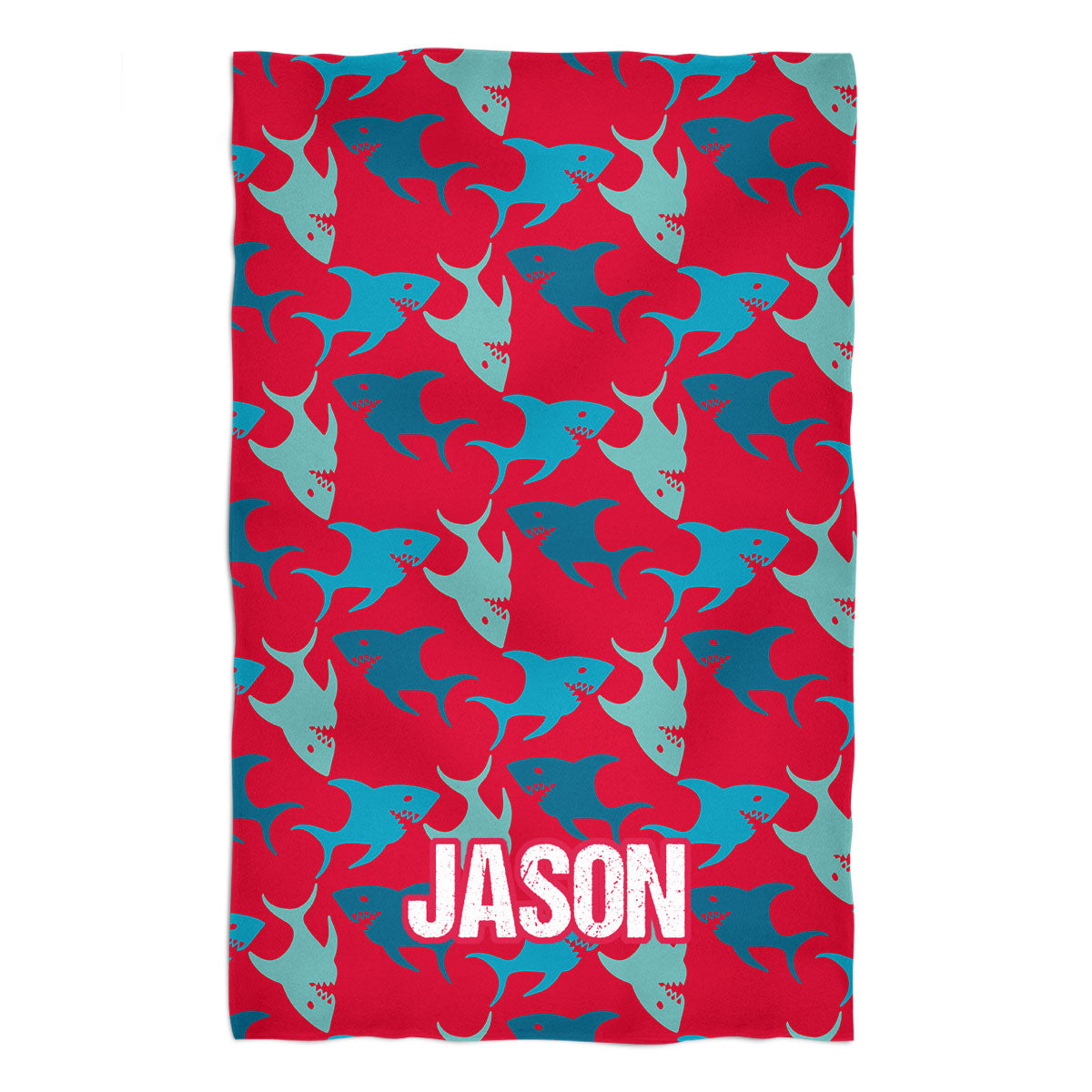 Sharks Print Name Red Towel 51 X 32