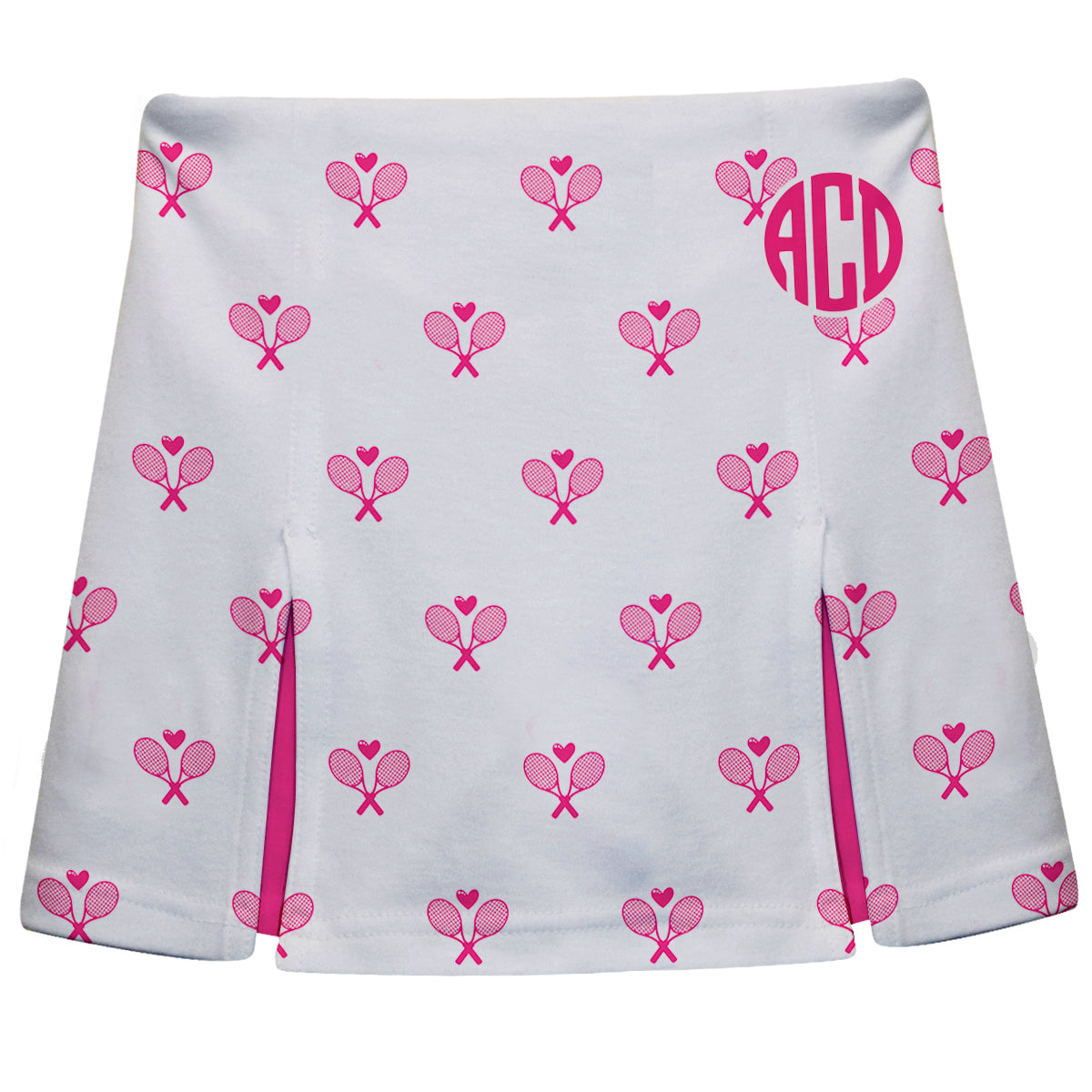 Tennis Rackets Print Personalized Monogram White Skort - Wimziy&Co.
