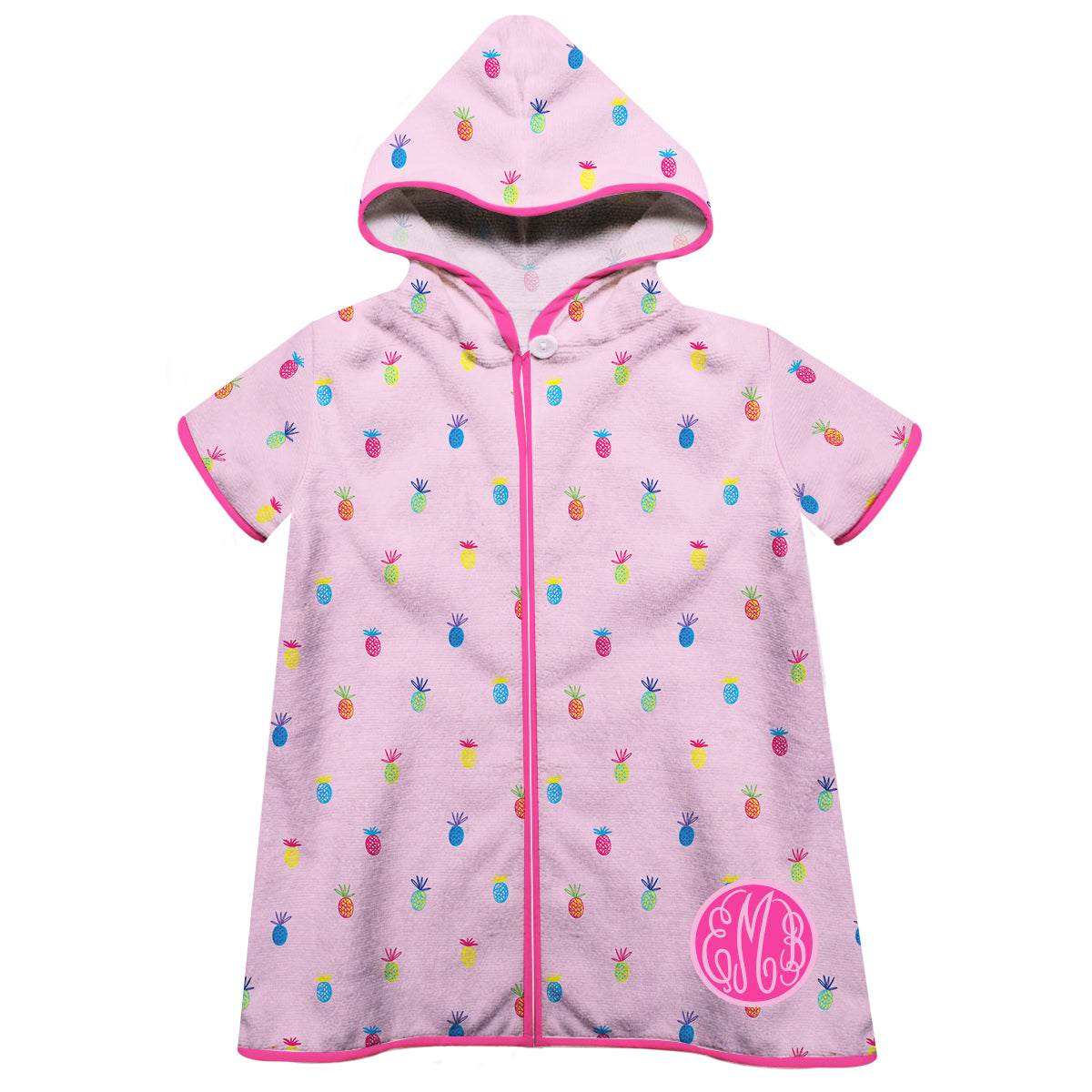 Pinneaples Print Personalized Monogram Pink Cover Up