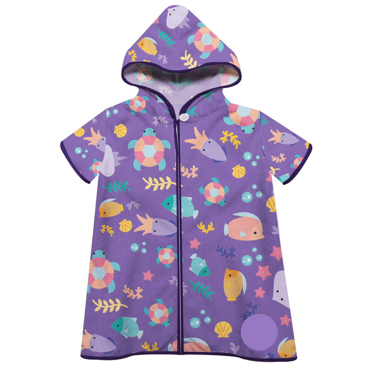 Sea Animals Print Monogram Purple Cover Up - Wimziy&Co.
