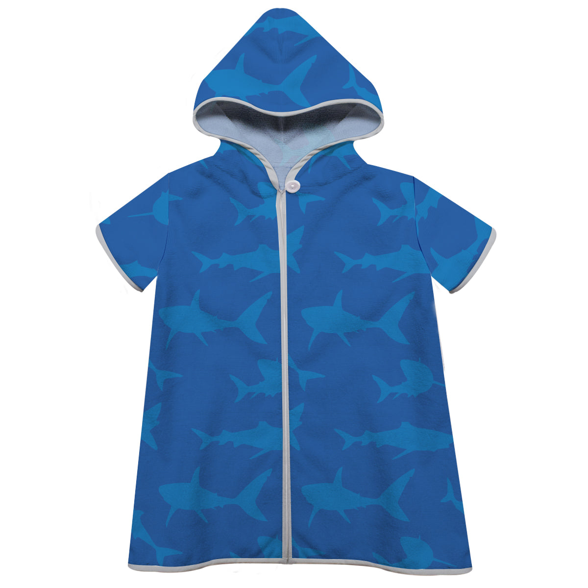 Sharks Print Blue Short Sleeve Cover Up