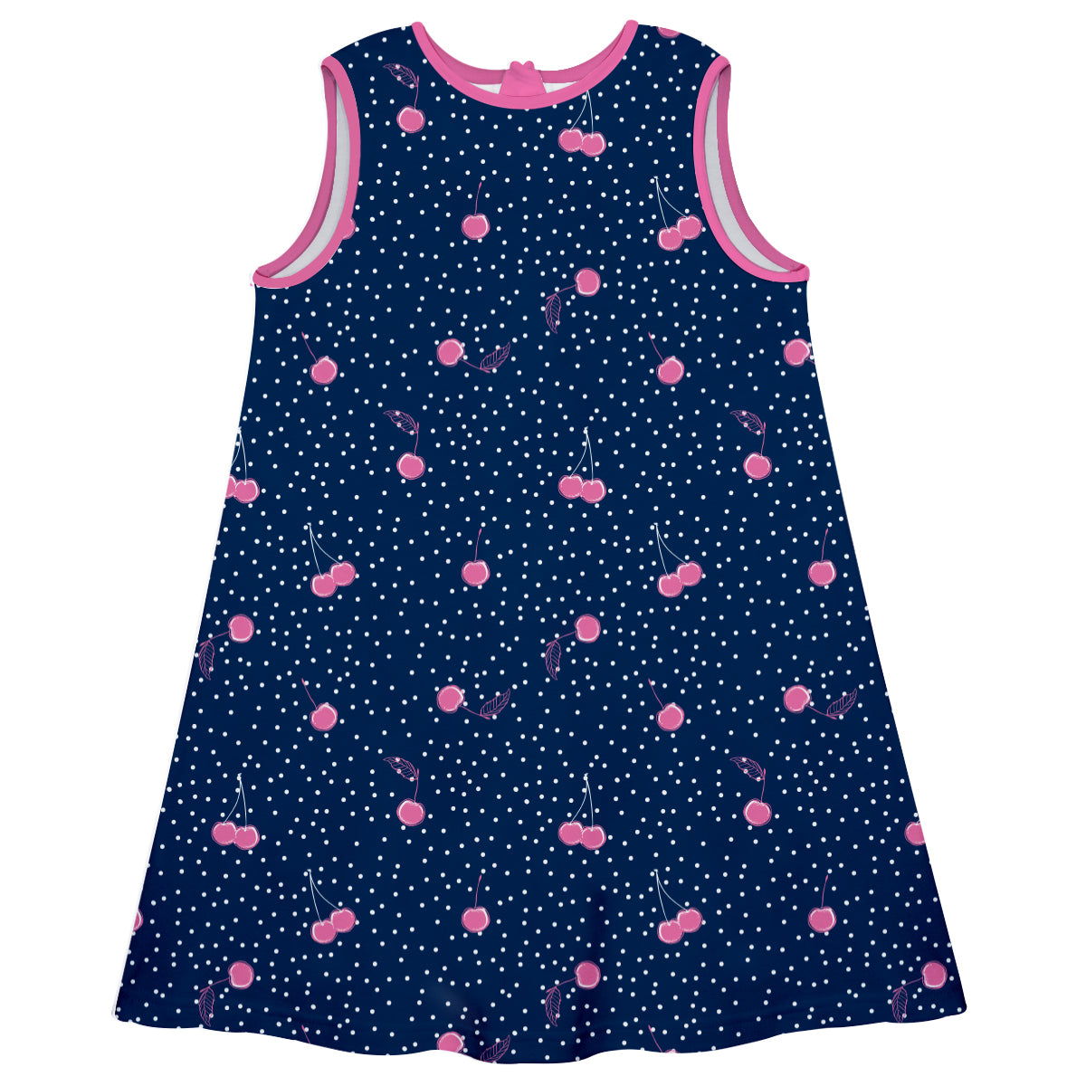 Cherries Print Navy A Line Dress
