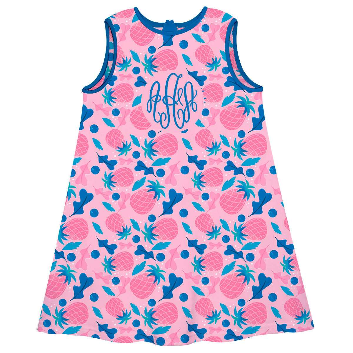 Pineapple Print Monogram Pink A Line Dress