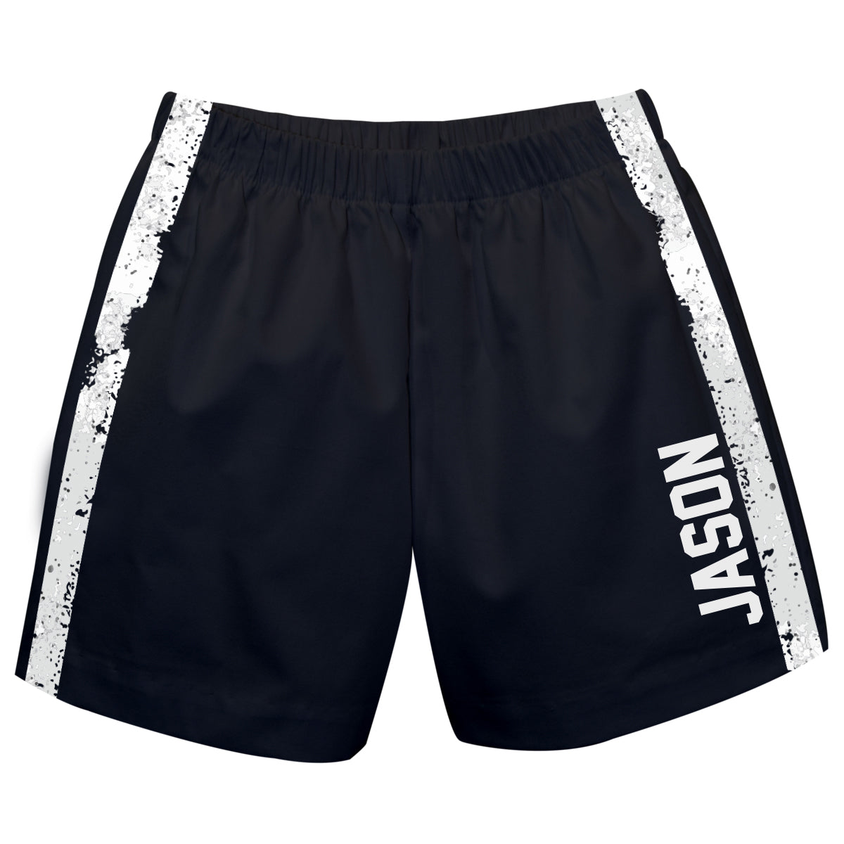 Personalized Name White Stripes Black Athletic Short - Wimziy&Co.