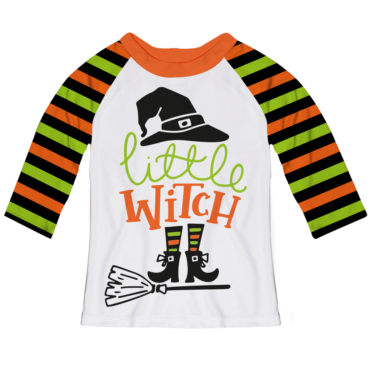 Little Witch White Raglan Tee Shirt 3/4 Sleeve