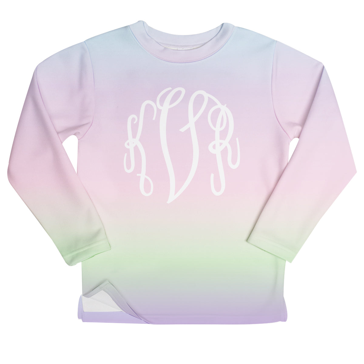 Personalized Monogram Pink and Green Degrade Fleece Sweatshirt With Side Vents